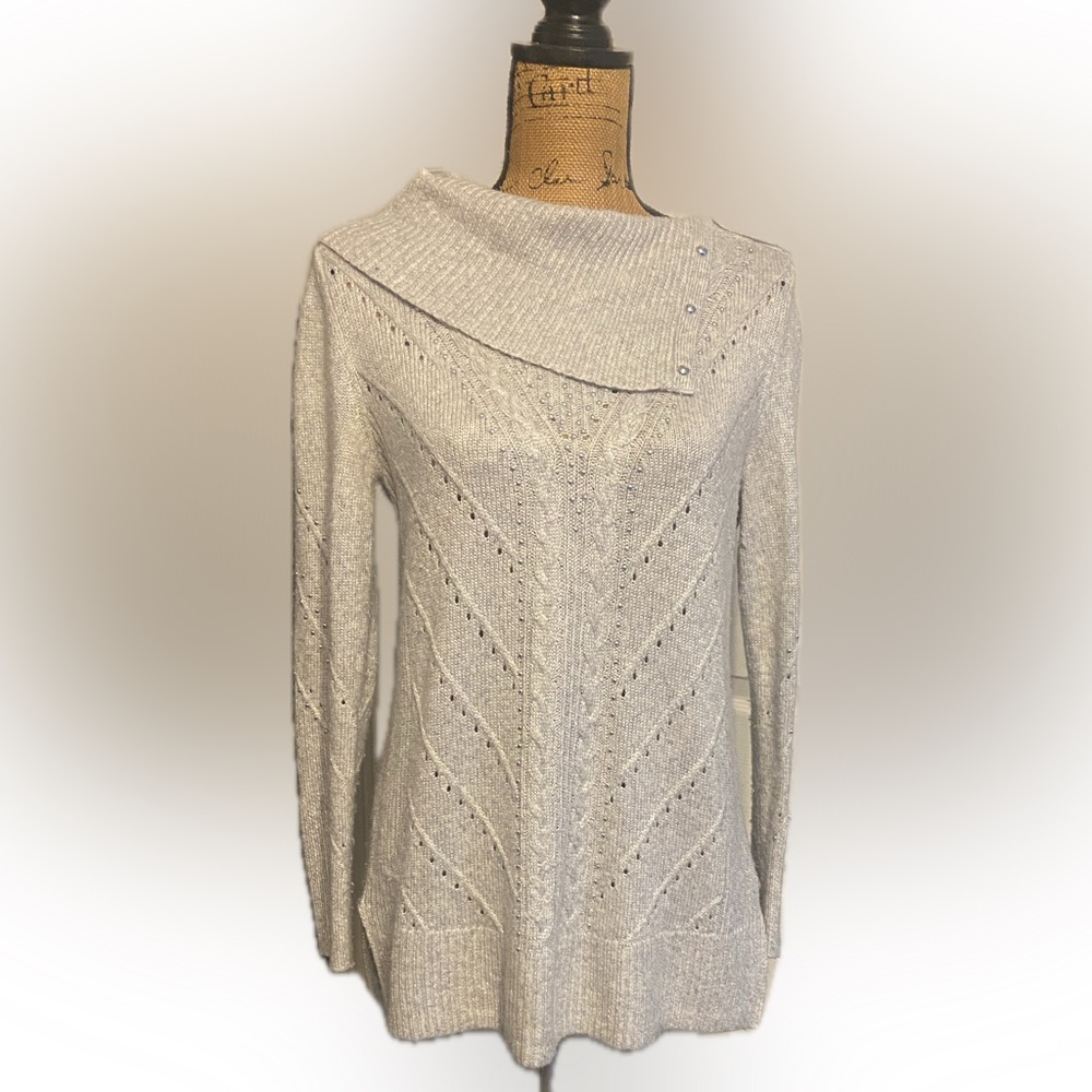 Elegant Gray Wool Blend Women's Sweater